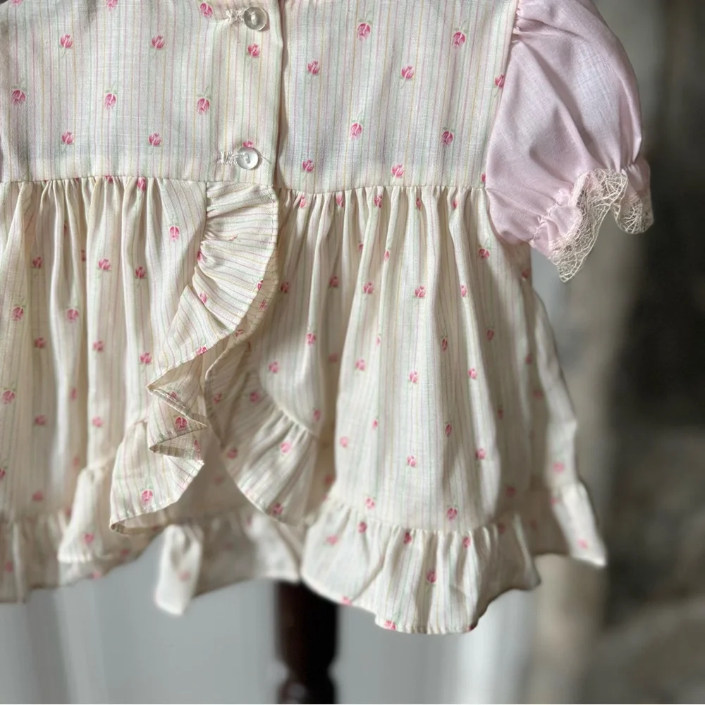 Vintage Floral Cottagecore Baby Top 6/9 m
